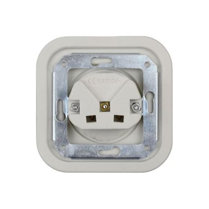 Elhard - Keramická retro domová zásuvka s rámikom SCHUKO 230V biela