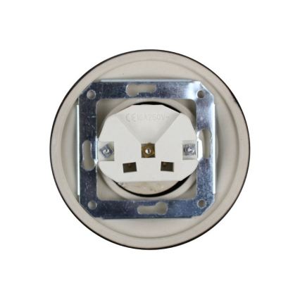 Elhard - Keramická retro domová zásuvka s rámikom SCHUKO 230V čierna