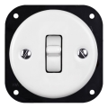Elhard - Keramický retro schodiskový vypínač s pákou bez rámčeka č. 6 biela