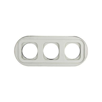 Elhard - Trojitá keramická retro domová zásuvka s rámčekom SCHUKO 230V biela