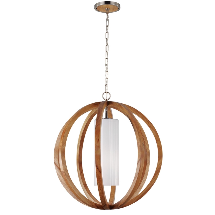 Elstead FE-ALLIER-P-L-LW - Luster na reťazi ALLIER 1xE27/75W/230V dub