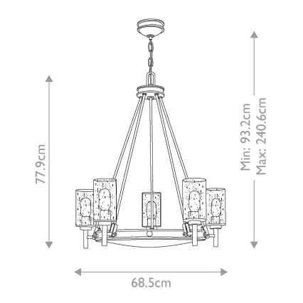 Elstead HK-COLLIER5 - Luster na reťazi COLLIER 5xE27/100W/230V