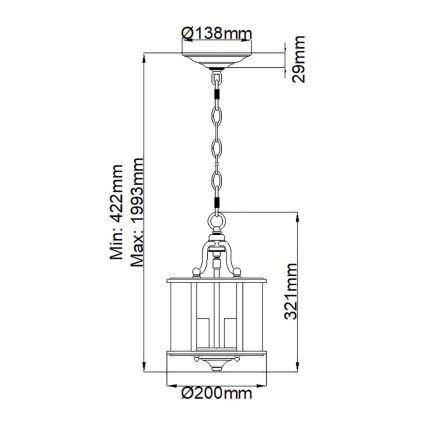 Elstead HK-GENTRY-P-S-PW - Luster na reťazi GENTRY 3xE14/60W/230V
