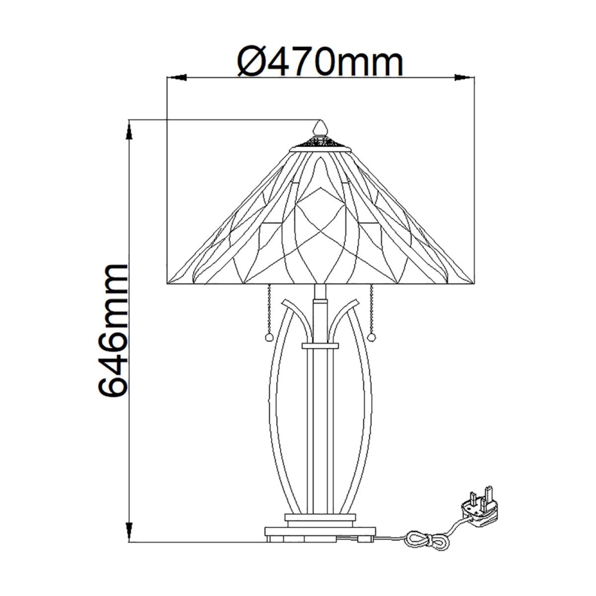 Stolová lampa s tienidlom tvaru kužeľa stojí na štíhlom kovovom podstavci. Rozmery: Ø470mm x 646mm. Kábel s britskou zástrčkou.