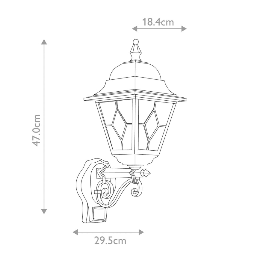 Elstead - Vonkajšie nástenné svietidlo so senzorom NORFOLK 1xE27/100W/230V IP43