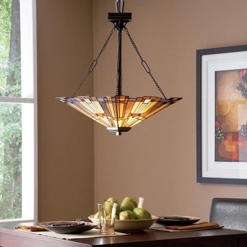 Elstead - Závesný luster na reťazi Tiffany INGLENOOK 3xE27/100W/230V