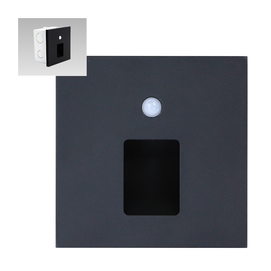 Emithor 70424 - LED Schodiskové svietidlo so senzorom VIX LED/1W/230V 4000K čierna