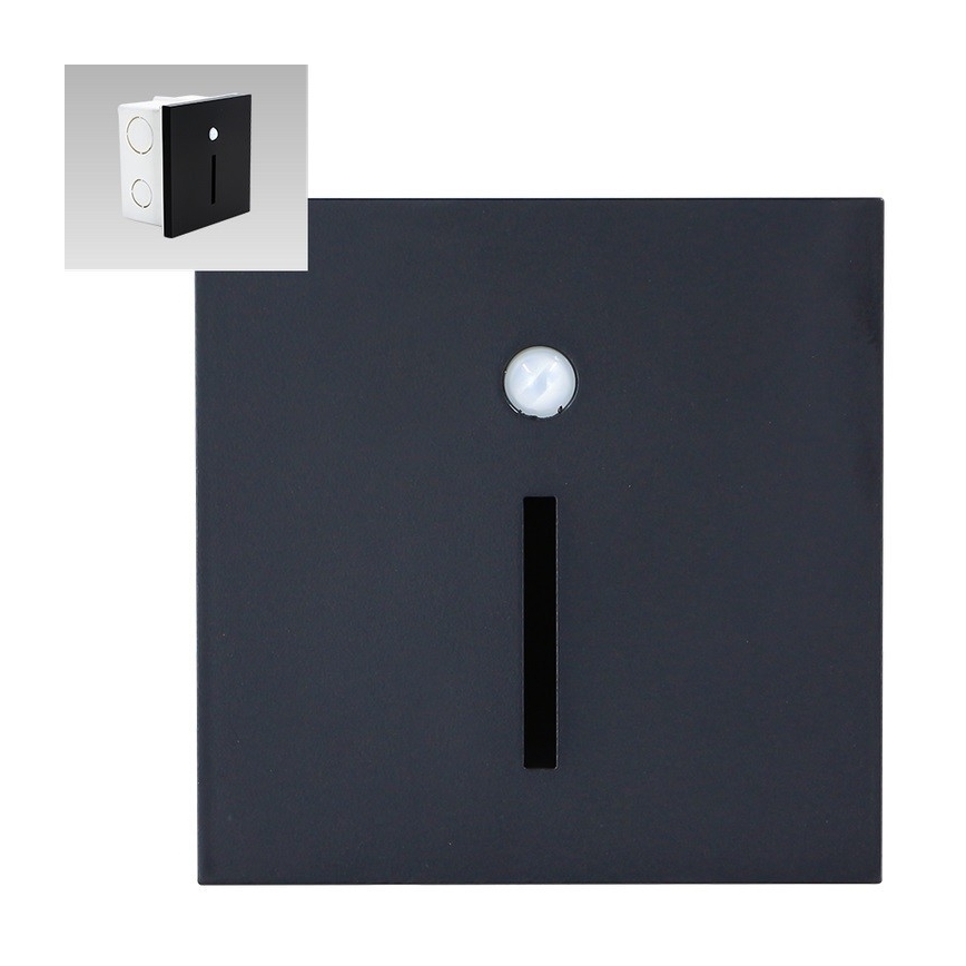Emithor 70430 - LED Schodiskové svietidlo so senzorom LINE LED/1W/230V čierna