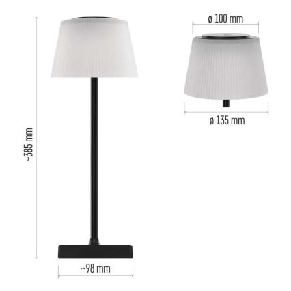 LED Stmievateľná nabíjecí lampa KATIE LED/4W/10V 1800mAh IP44 CRI 90 čierna