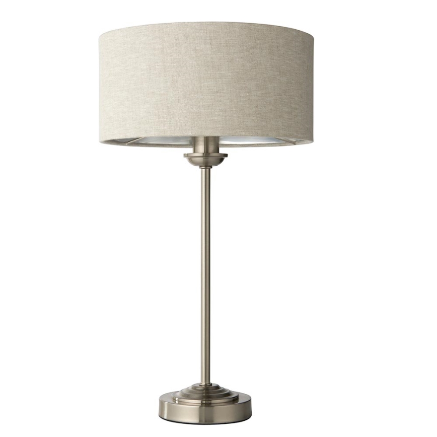 Endon 100646 - Stolná lampa HIGHCLERE, 1×E14/7W/230V, béžová s matným chrómom, priemer 25 cm