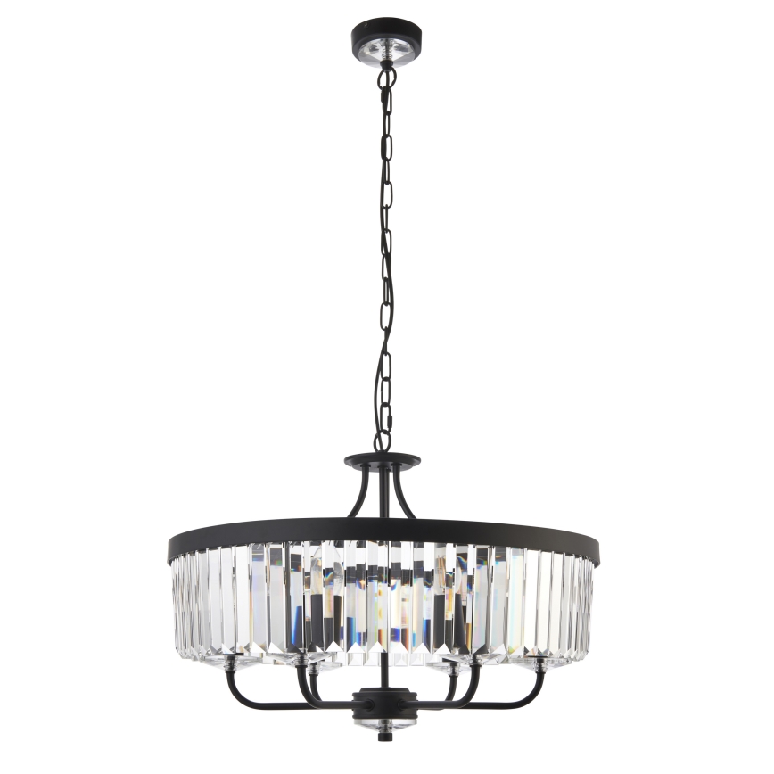Endon 100711 - Luster na reťazi CHESTERFIELD 6xE14/6W/230V priemer 55 cm čierna