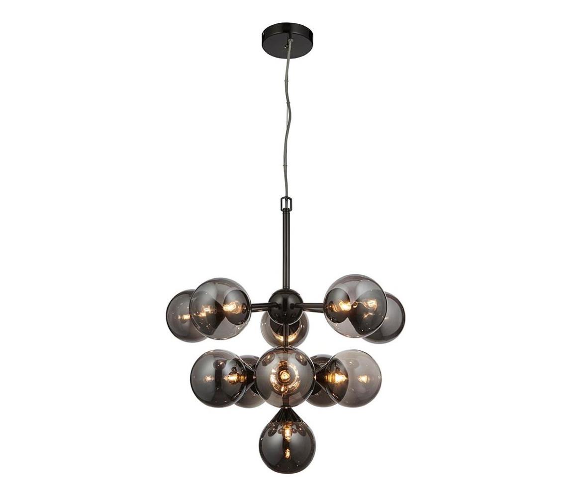 Endon 101147 - Závesný luster na lanku OSCAR 11xG9/18W/230V čierna/dymová 101147