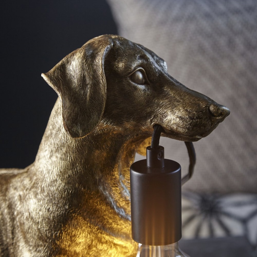 Endon 101187 - Stolná lampa DACHSHUND 1xE27/10W/230V zlatá