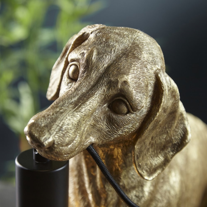 Endon 101187 - Stolná lampa DACHSHUND 1xE27/10W/230V zlatá