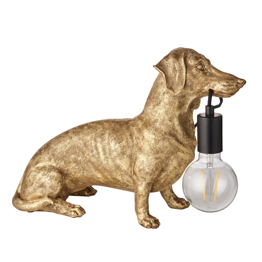 Endon 101187 - Stolná lampa DACHSHUND 1xE27/10W/230V zlatá