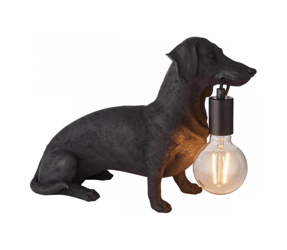 Endon 101188 - Stolná lampa DACHSHUND 1xE27/10W/230V čierna 101188