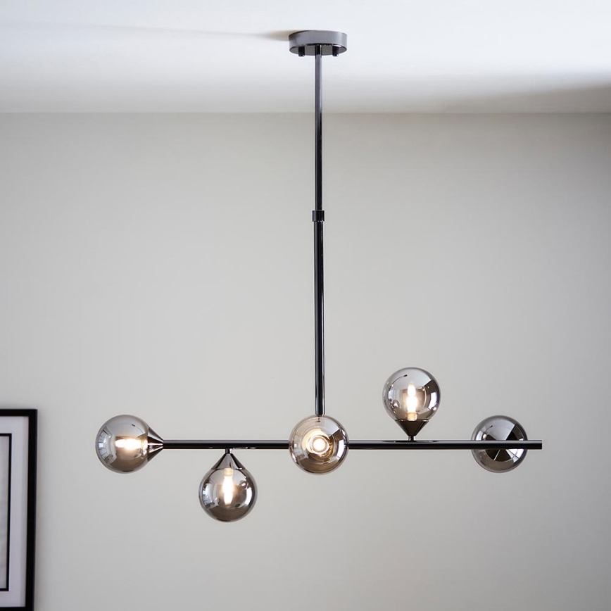 Endon 101348 - Luster na tyči OTIS 5xG9/3W/230V čierny chróm/dymová čierna