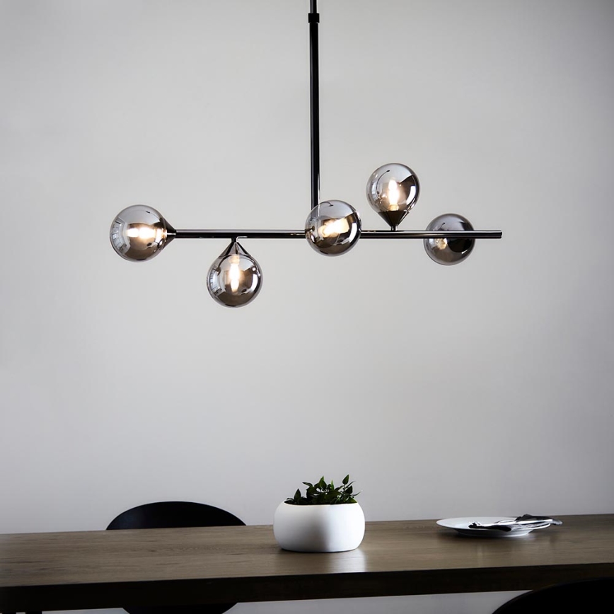 Endon 101348 - Luster na tyči OTIS 5xG9/3W/230V čierny chróm/dymová čierna