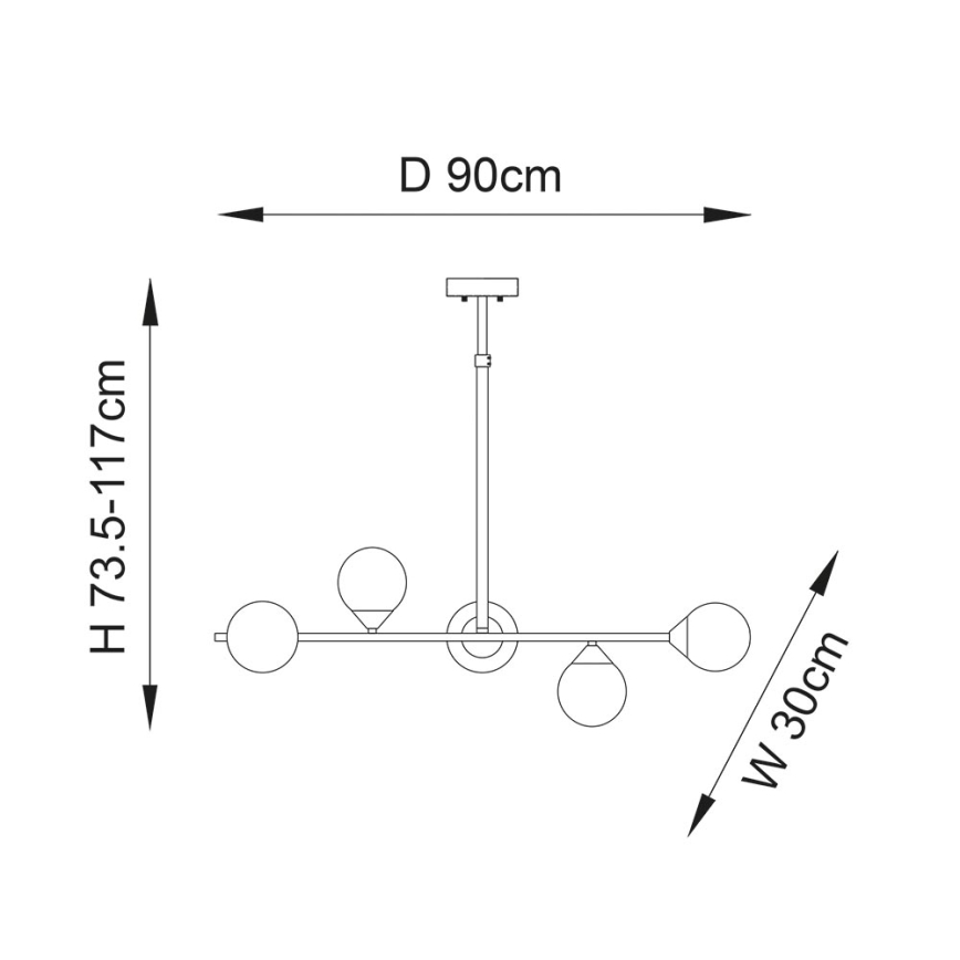 Endon 101348 - Luster na tyči OTIS 5xG9/3W/230V čierny chróm/dymová čierna