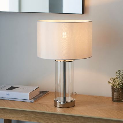 Endon 102674 - Stmievateľná stolná lampa LESSINA 1xE27/10W/230V lesklý chróm/biela