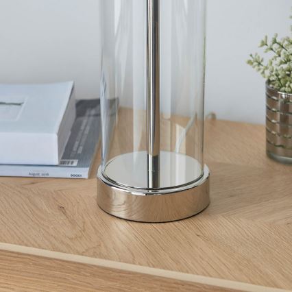Endon 102674 - Stmievateľná stolná lampa LESSINA 1xE27/10W/230V lesklý chróm/biela