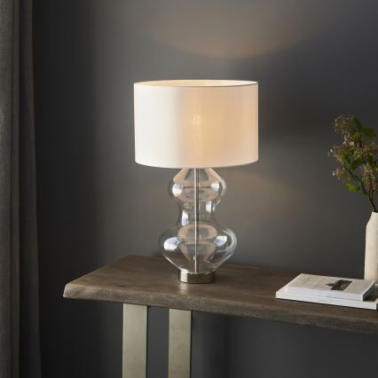 Endon 102676 - Stmievateľná stolová lampa KELDA 1xE27/10W/230V biela/matný chróm
