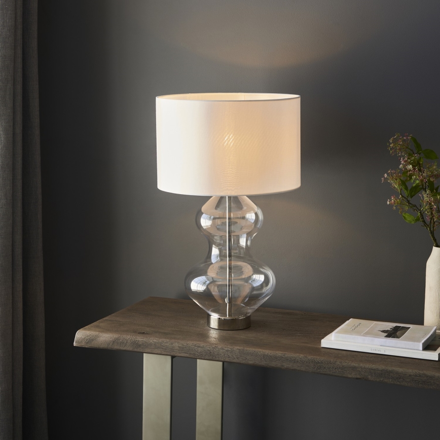 Endon 102676 - Stmievateľná stolová lampa KELDA 1xE27/10W/230V biela/matný chróm