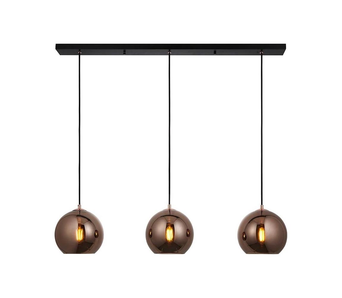 Endon 102929 - Luster na lanku BOLI 3xE27/10W/230V čierna/dymová hnedá 102929
