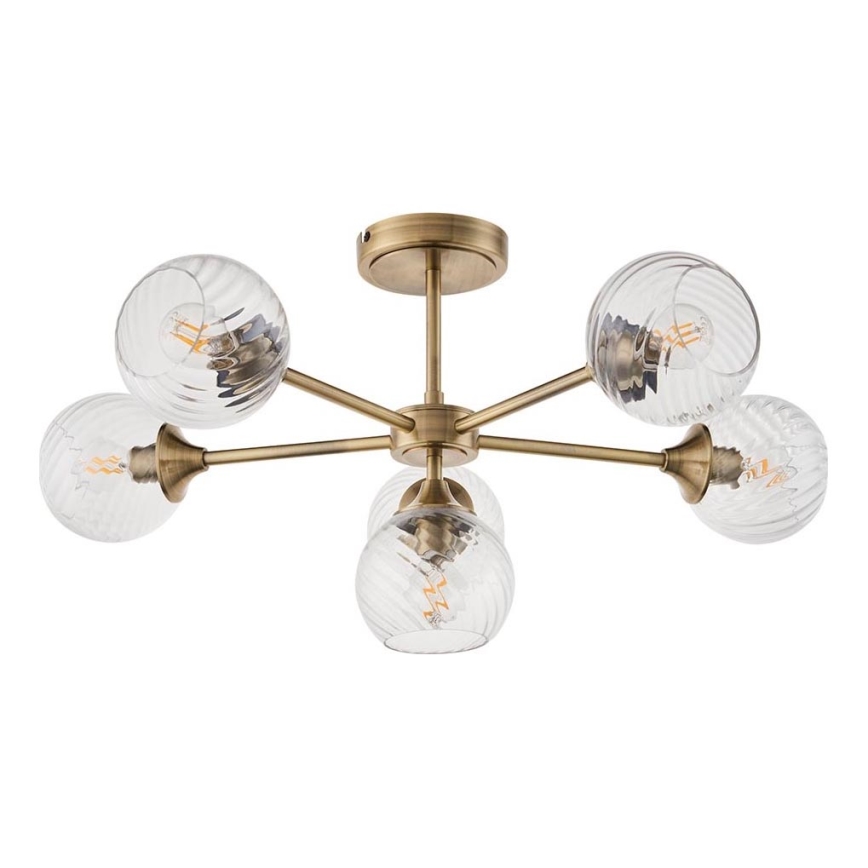 Endon 103171 - Luster na tyči ALLEGRA 6xE14/7W/230V mosadz/číra