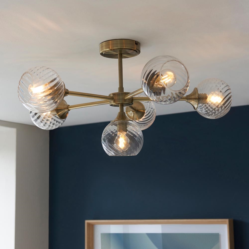 Endon 103171 - Luster na tyči ALLEGRA 6xE14/7W/230V mosadz/číra