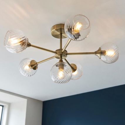 Endon 103171 - Luster na tyči ALLEGRA 6xE14/7W/230V mosadz/číra