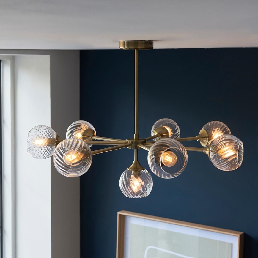 Endon 103172 - Luster na tyči ALLEGRA 8xE14/7W/230V mosadz/číra