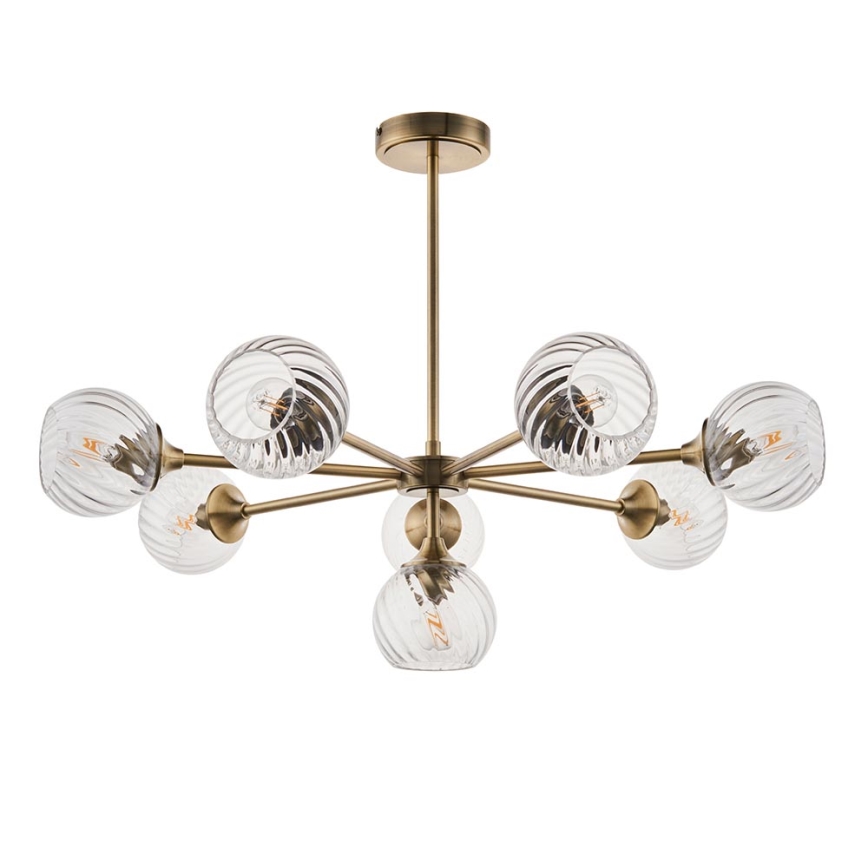 Endon 103172 - Luster na tyči ALLEGRA 8xE14/7W/230V mosadz/číra