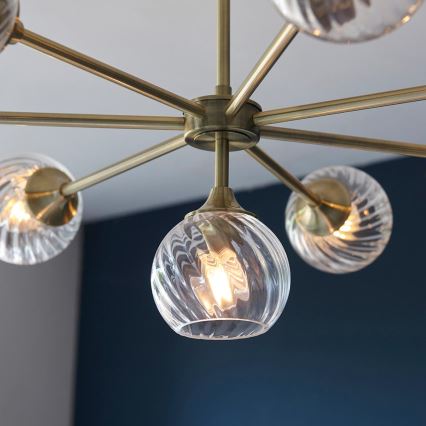 Endon 103172 - Luster na tyči ALLEGRA 8xE14/7W/230V mosadz/číra