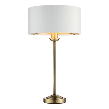 Endon 104054 - Stolná lampa HIGHCLERE 1xE14/7W/230V biela/mosadz pr. 25 cm