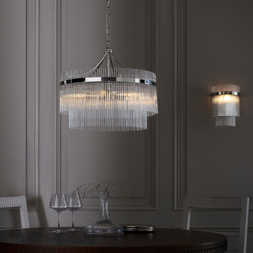Endon 104112 - Luster na reťazi MARIETTA 5xE14/7W/230V lesklý chróm/číre sklo