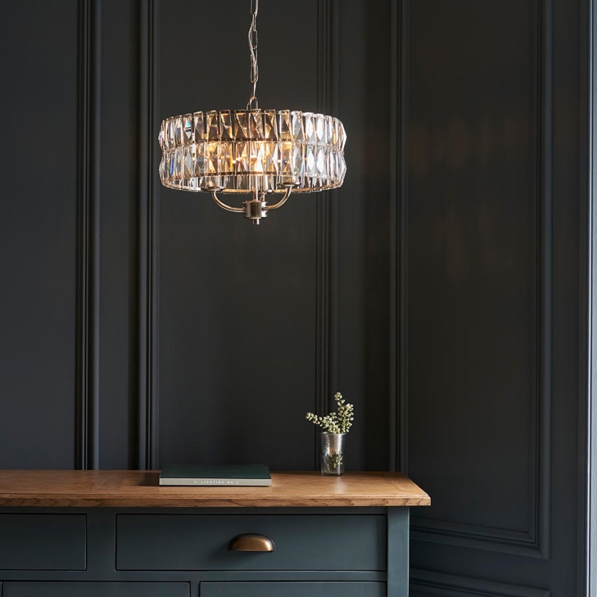 Endon 104466 - Luster na reťazi CLIFTON 3xE14/6W/230V lesklý chróm/číra pr. 38,5 cm