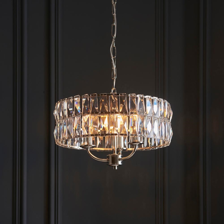 Endon 104466 - Luster na reťazi CLIFTON 3xE14/6W/230V lesklý chróm/číra pr. 38,5 cm