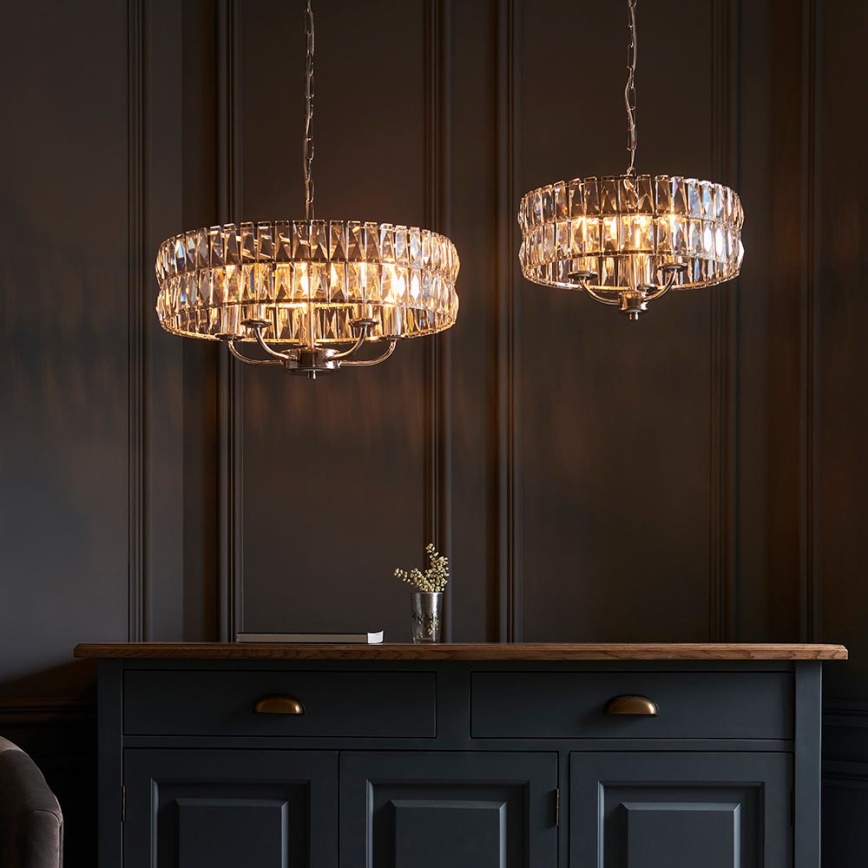 Endon 104466 - Luster na reťazi CLIFTON 3xE14/6W/230V lesklý chróm/číra pr. 38,5 cm