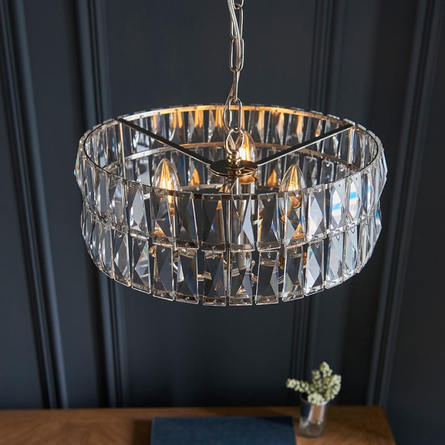 Endon 104466 - Luster na reťazi CLIFTON 3xE14/6W/230V lesklý chróm/číra pr. 38,5 cm