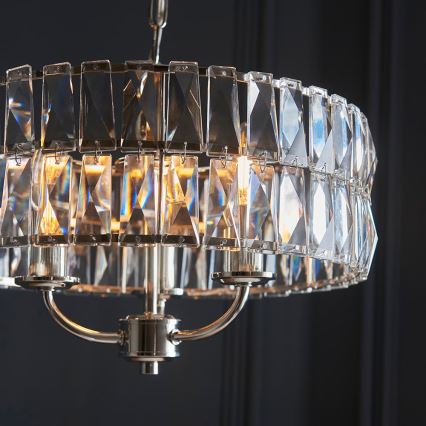 Endon 104466 - Luster na reťazi CLIFTON 3xE14/6W/230V lesklý chróm/číra pr. 38,5 cm