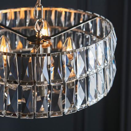 Endon 104466 - Luster na reťazi CLIFTON 3xE14/6W/230V lesklý chróm/číra pr. 38,5 cm