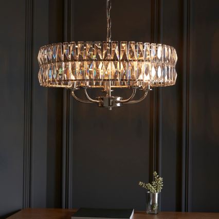 Endon 104467 - Luster na reťazi CLIFTON 5xE14/6W/230V lesklý chróm/číra pr. 50,5 cm