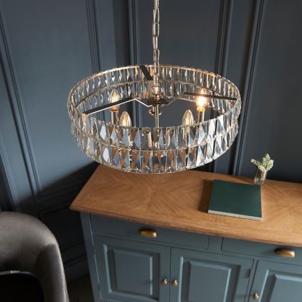 Endon 104467 - Luster na reťazi CLIFTON 5xE14/6W/230V lesklý chróm/číra pr. 50,5 cm