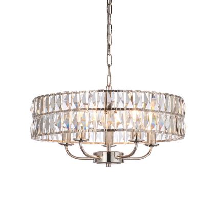 Endon 104467 - Luster na reťazi CLIFTON 5xE14/6W/230V lesklý chróm/číra pr. 50,5 cm