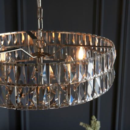 Endon 104467 - Luster na reťazi CLIFTON 5xE14/6W/230V lesklý chróm/číra pr. 50,5 cm