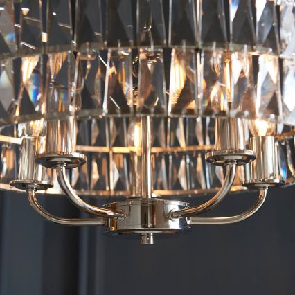 Endon 104467 - Luster na reťazi CLIFTON 5xE14/6W/230V lesklý chróm/číra pr. 50,5 cm