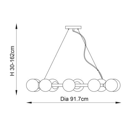 Endon 106008 - Závesný luster na lanku OTIS 10xG9/3W/230V zlatá/biela