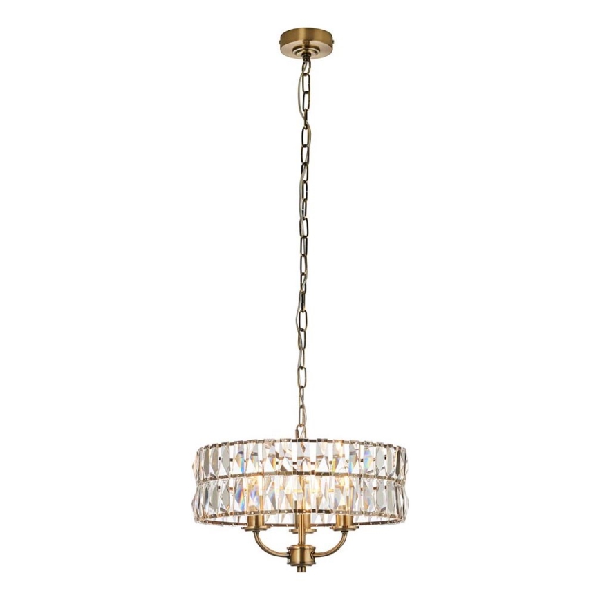 Endon 106243 - Závesný luster CLIFTON na reťazi 3xE14/6W/230V, priemer 38,5 cm, mosadz/číre