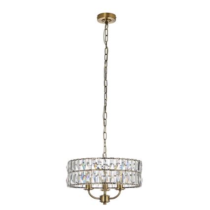 Endon 106243 - Závesný luster CLIFTON na reťazi 3xE14/6W/230V, priemer 38,5 cm, mosadz/číre